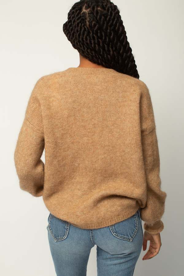 LA MAILLE SÉZANE ブラウンニットカーディガン キャメル La Maille Sezane WoolMohair Light Brown Cardigan Women's Size Small