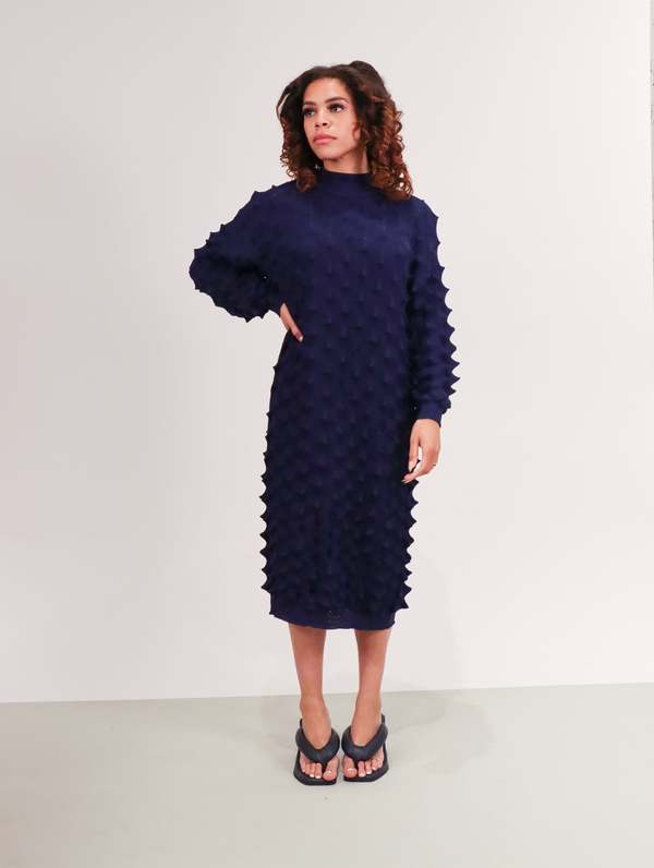 plus size navy blue dress long Santa Embroidered Corduroy Jumper Dress