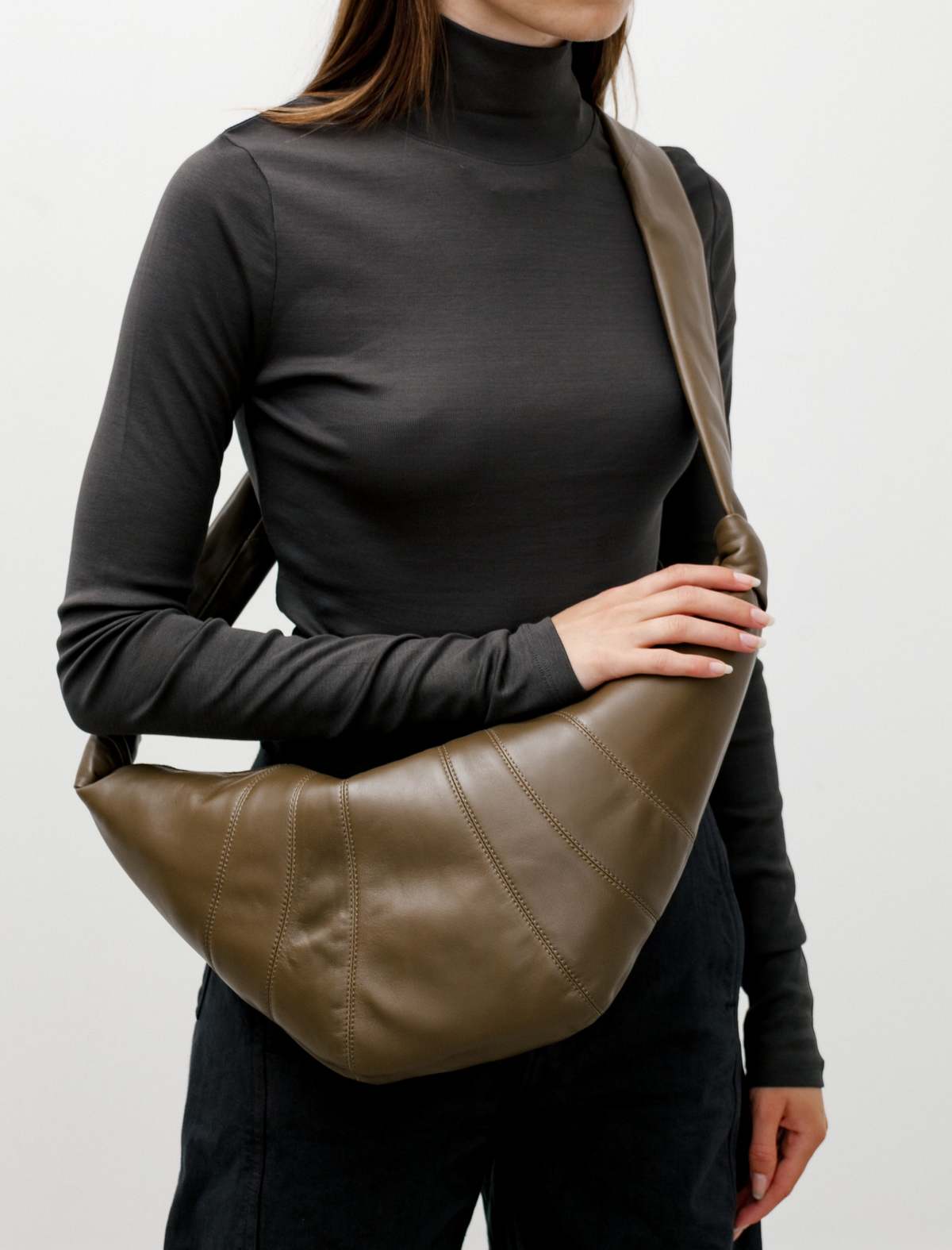 Lemaire Medium Croissant Bag - Dark Olive | Garmentory