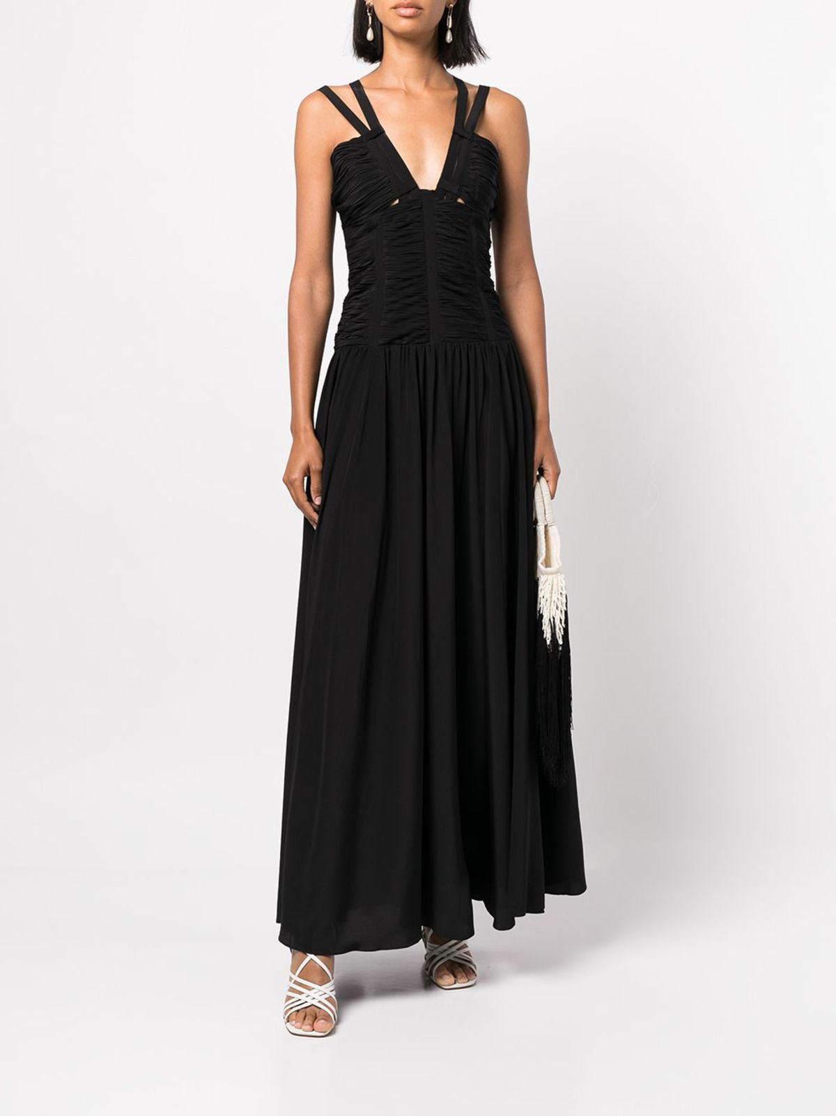 chinese dress ladies Anya Black Fringe Maxi Dress – Nidys Closet main image 1