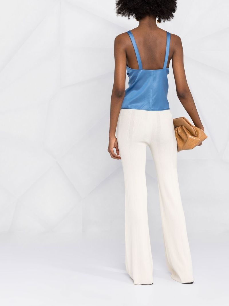 nanushka◆半袖ブラウス/--/--/BRW Nanushka Klara Glossy Satin Tie-Front Top - Blue | Garmentory