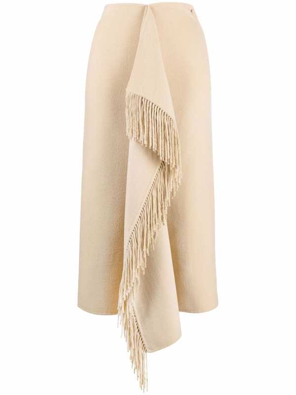 Nanushka Liza Double Wool Blanket Skirt Creme Garmentory