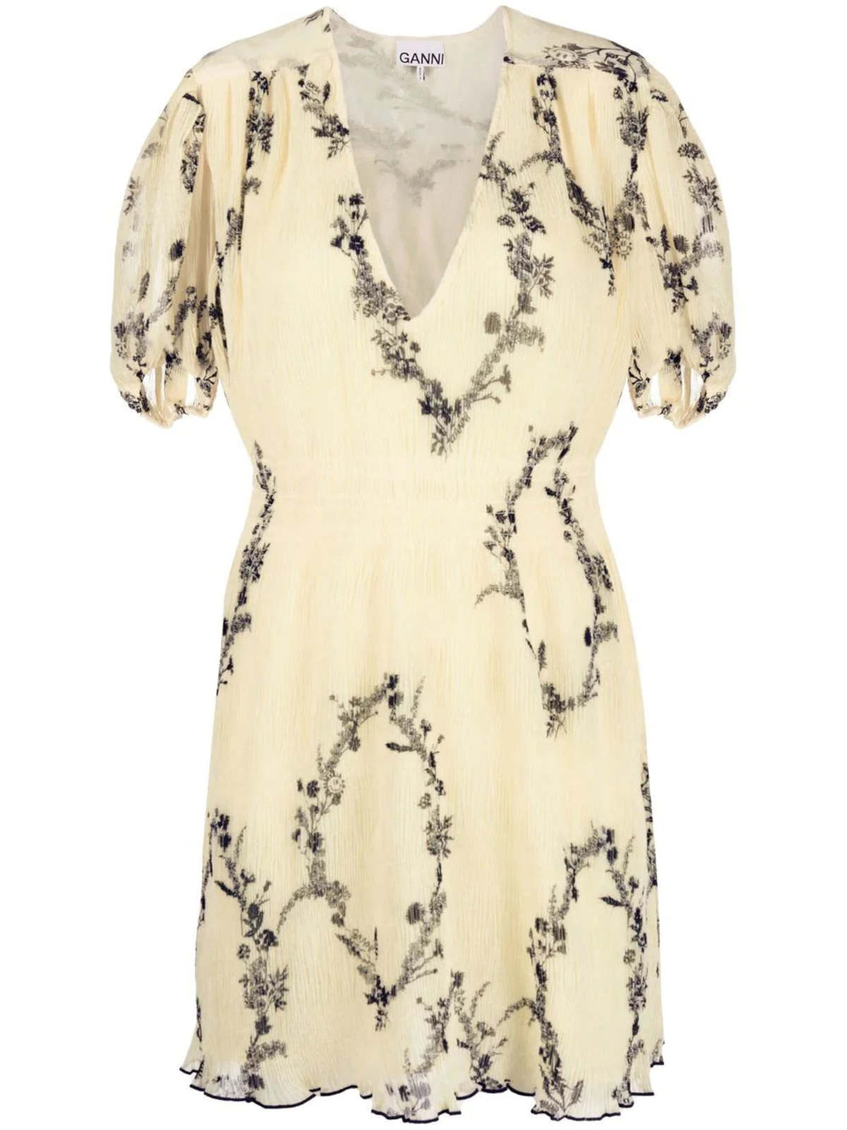 Ganni Pleated Georgette Dress - Floral Shadow Flan | Garmentory
