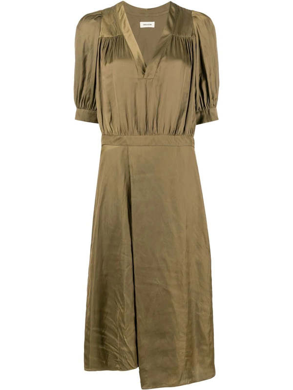 Zadig & Voltaire V-neck Tea Dress - Green | Garmentory