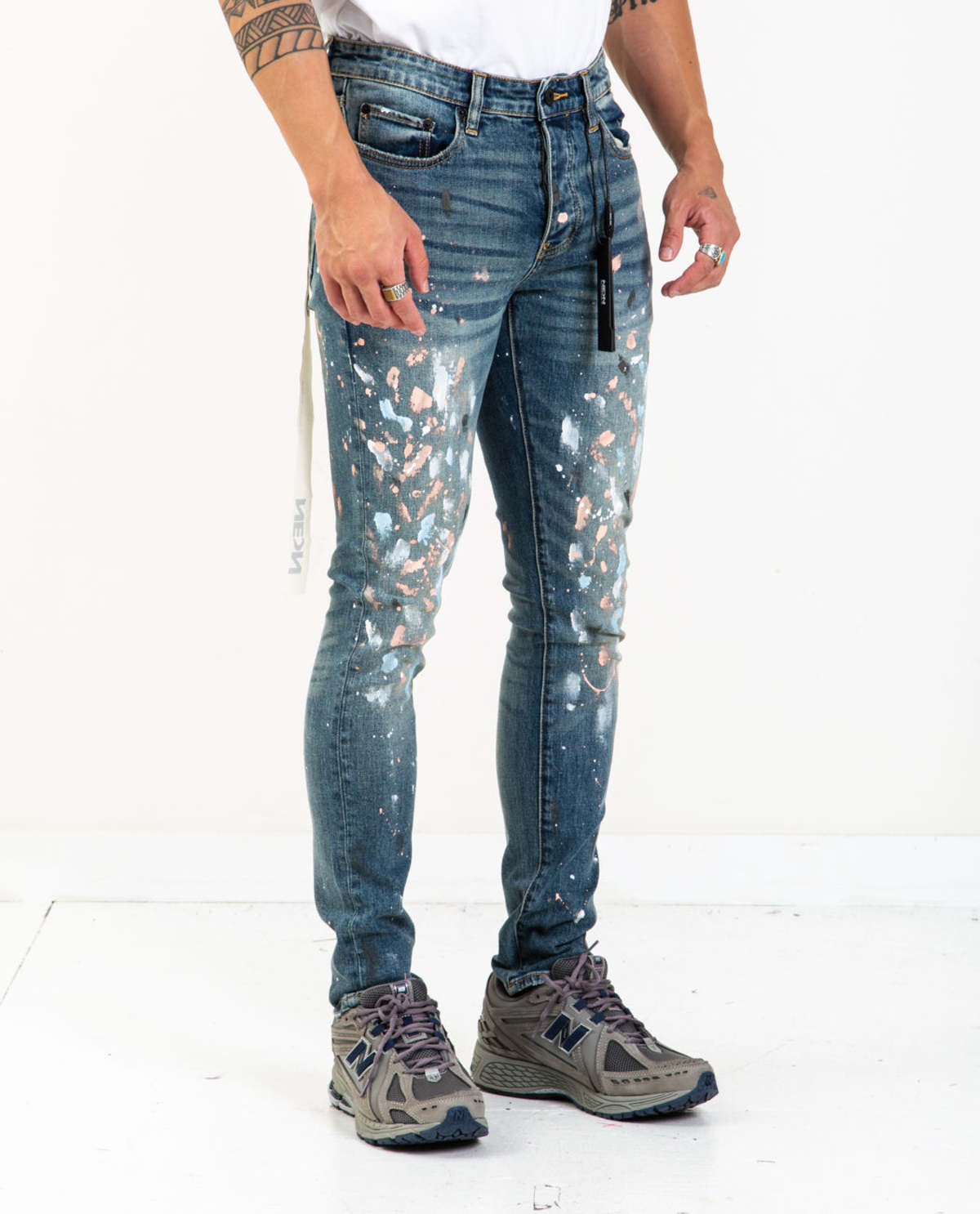 NEON DENIM BRAND Denim Pants Blue Paint Splatter | Garmentory