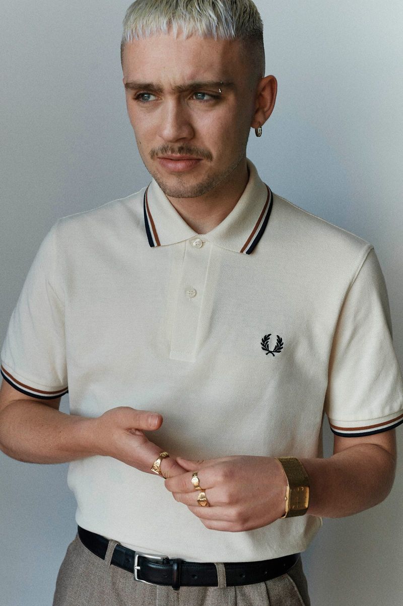 FRED PERRY Twin Tipped Polo M12 Shirt - Ecru Nut Flake/Navy