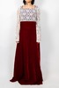 70s red velvet white lace maxi dress - Thumbnail 1