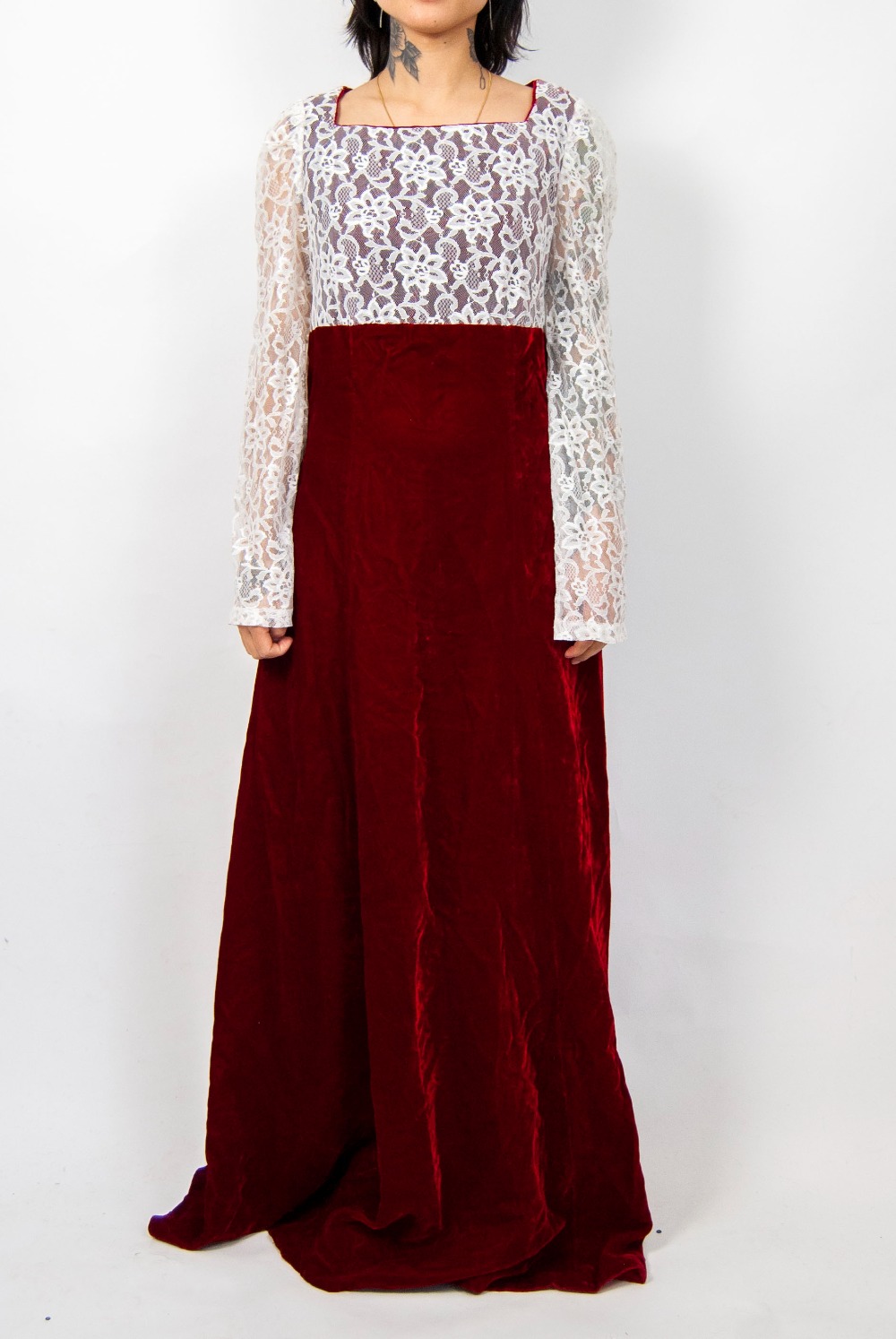 open lace back dress Johnathan Kayne 2963 Size 4 Red Velvet One Shoulder Pageant Dress Cape Cutout Back Slit Formal Gown main image 0