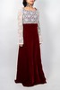 70s red velvet white lace maxi dress - Thumbnail 3