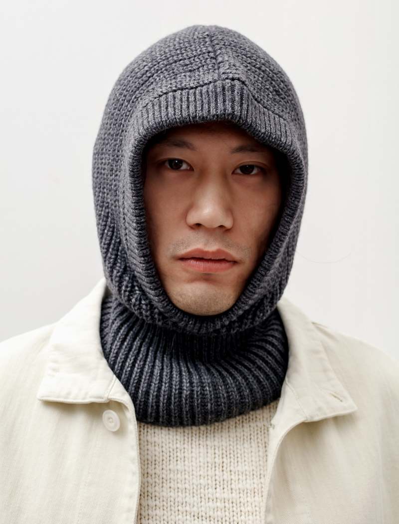 Lemaire Knitted Hood - Steel Grey Melange | Garmentory