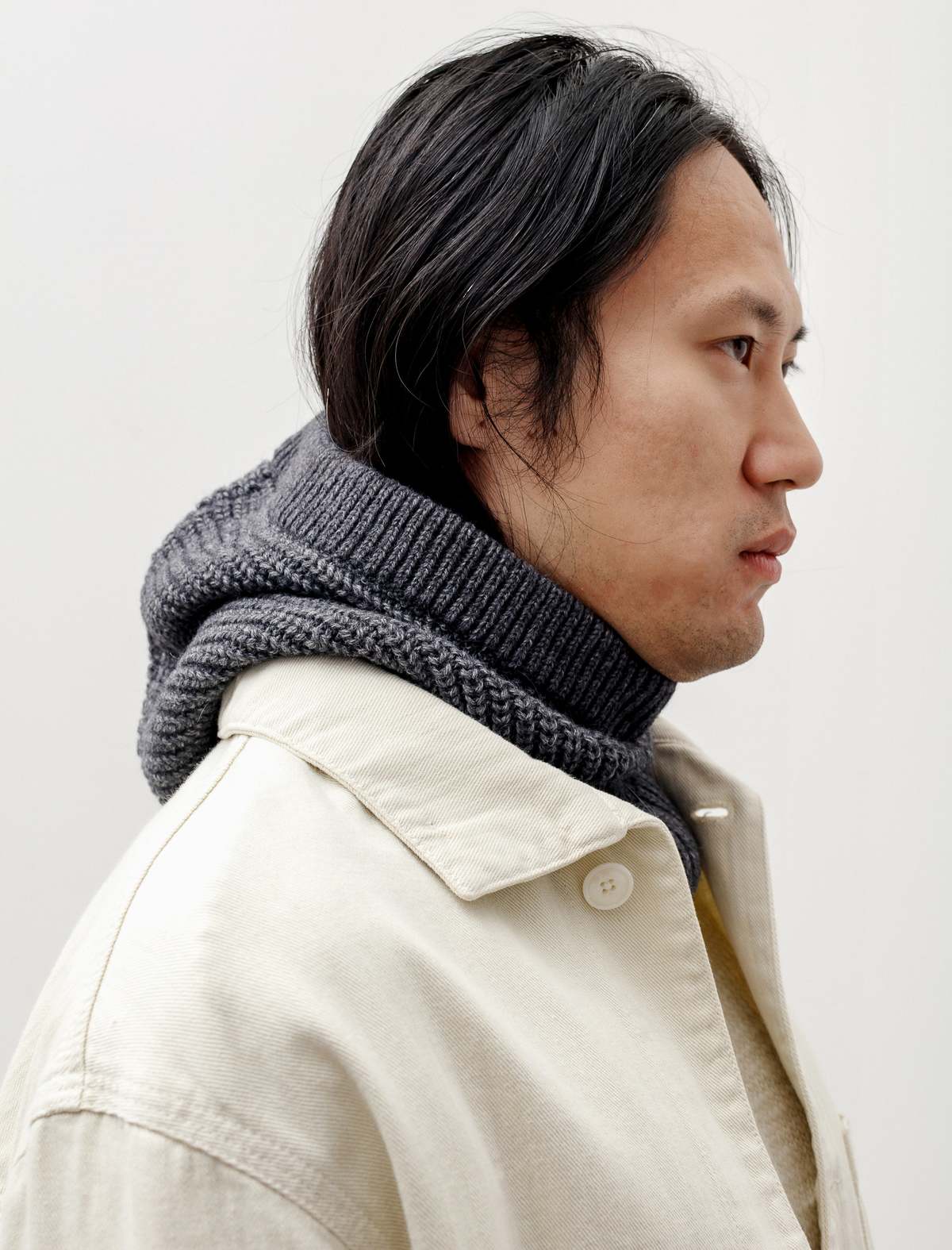 Lemaire Knitted Hood - Steel Grey Melange | Garmentory