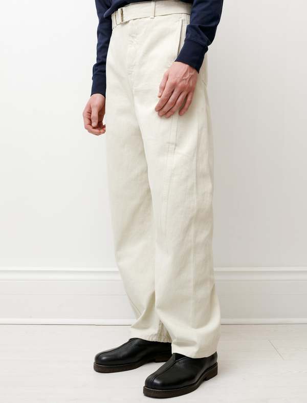 Lemaire Twisted Belted Pants - Misty Ivory | Garmentory