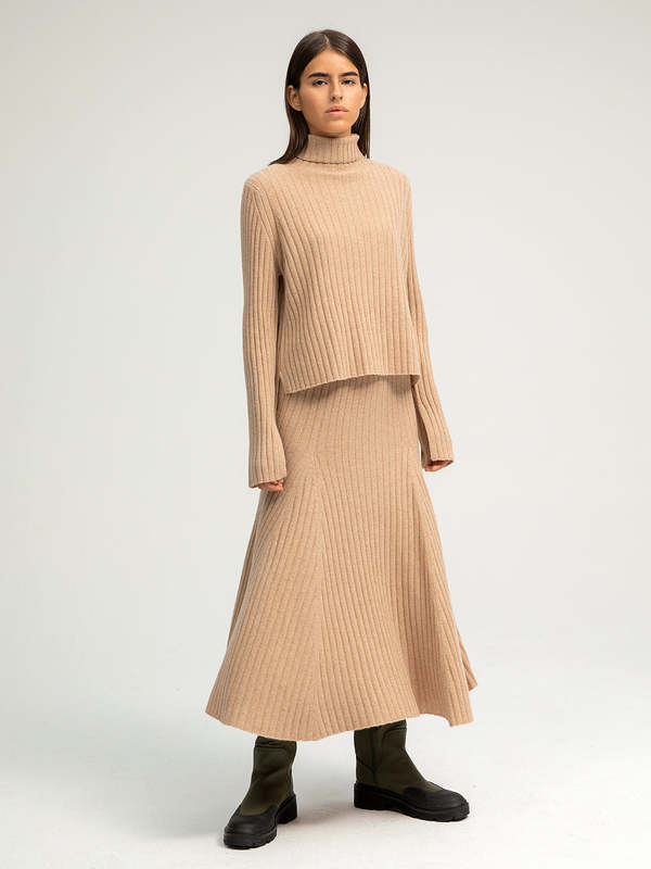 casual wedding dresses for fall Ribbed Sweater A-line Skirt main image 1