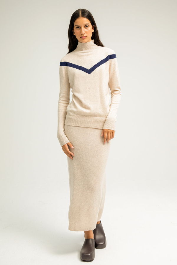 PURECASHMERE NYC Midi Skirt - Oatmeal