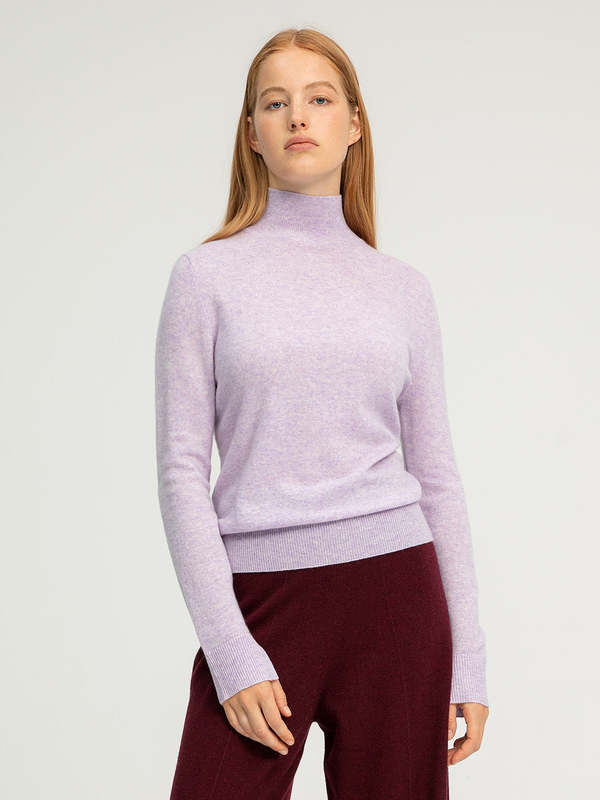 Ribbed Turtleneck Pastel Purple Turtleneck Carolyn Taylor Sweaters