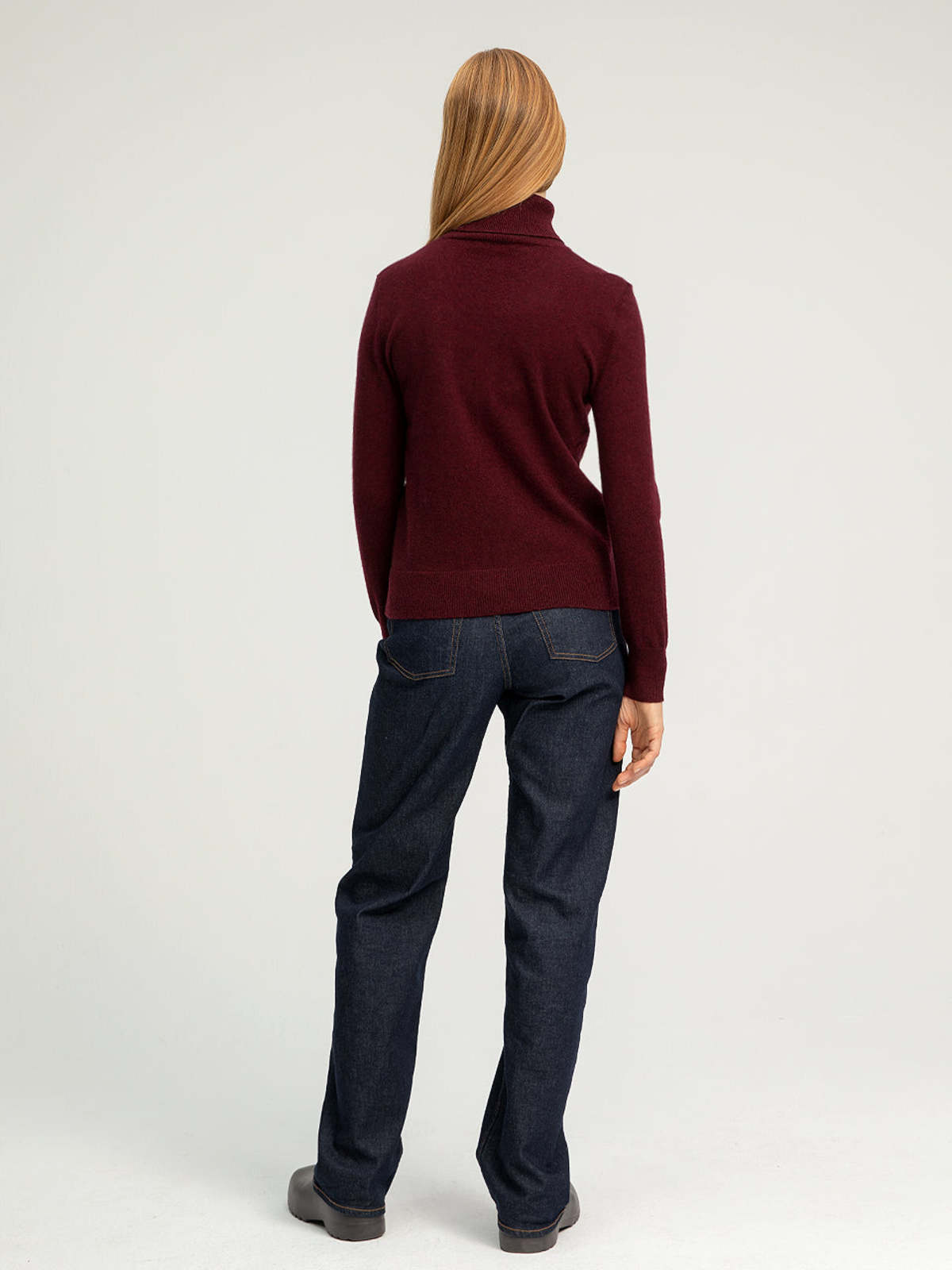 Inserch Cotton Blend Turtleneck Sweater Burgundy 4708 main image 1