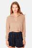 Blue&Cream Charlie Cropped Long Sleeve Polo - Camel - Thumbnail 1