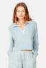 Blue&Cream Charlie Cropped Long Sleeve Polo - Ocean Blue - Thumbnail 1