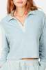 Blue&Cream Charlie Cropped Long Sleeve Polo - Ocean Blue - Thumbnail 4
