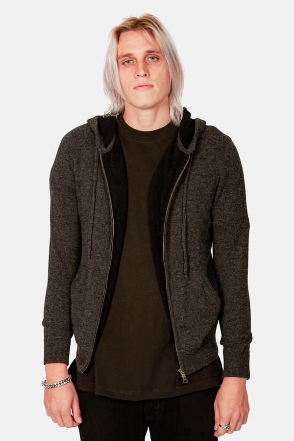 Blue&Cream Contrast Facing Zip Hoodie - Pepper/Black