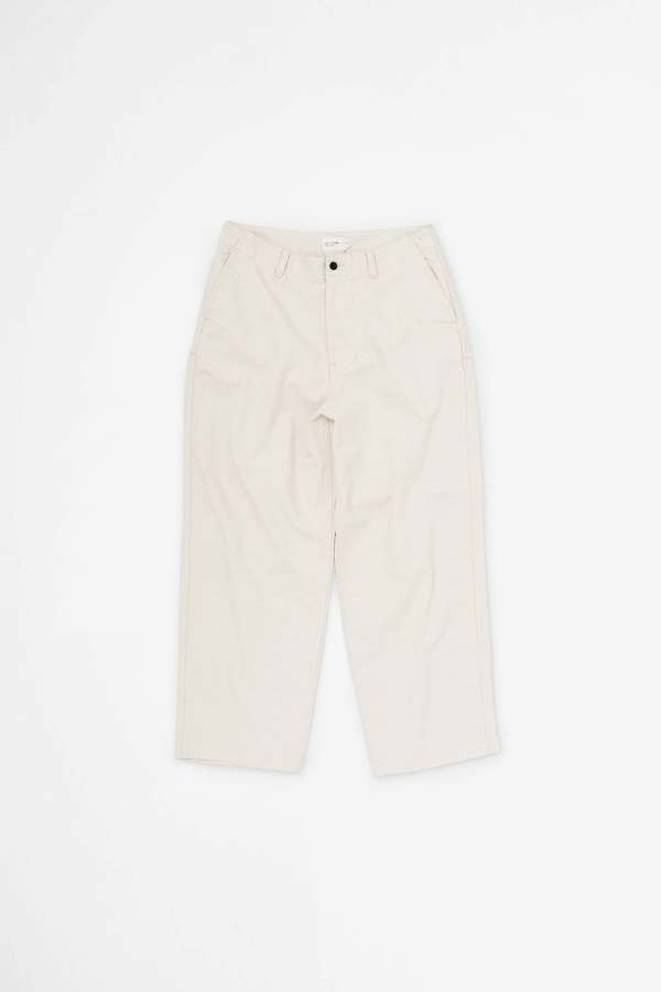 Still By Hand 10oz Denim Wide Pants - Ivory | Garmentory