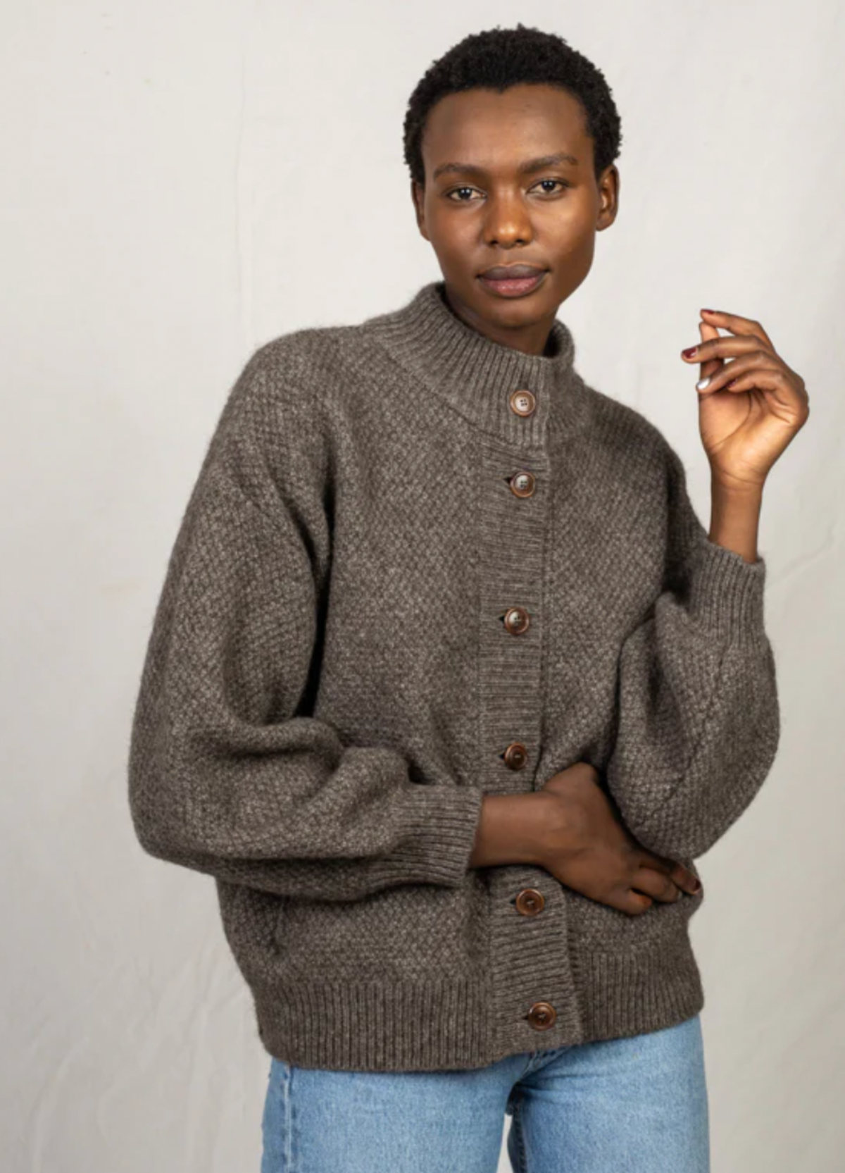 / CARDIGAN 90s 2WAY 【未使用】argue brown CA Aritzia | Cardigan V-Neck Wool Merino Knit Heritage トップス