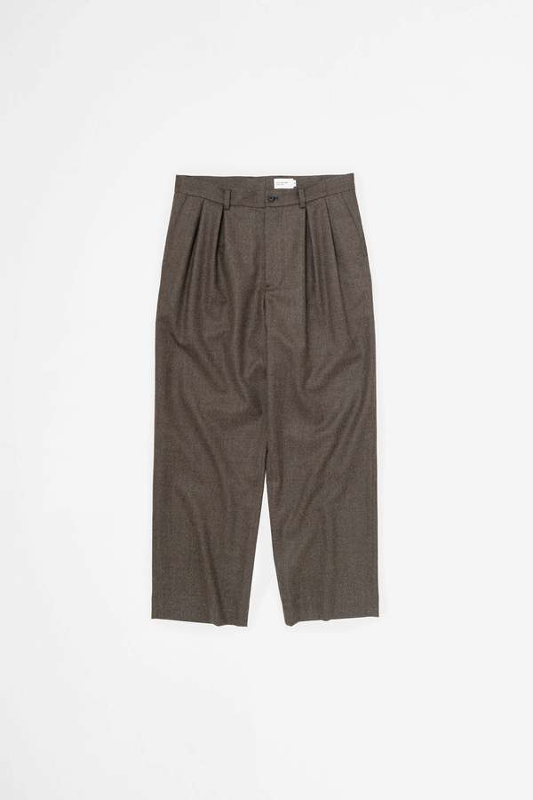Still By Hand Wide Wool Pants - Mocha | Garmentory