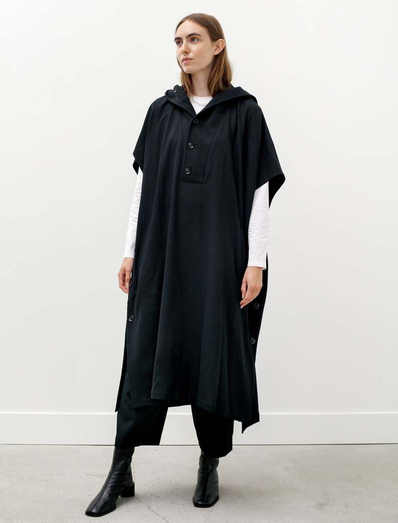 Y's by Yohji Yamamoto Hooded Poncho Dress - Black Y's by Yohji Yamamoto Hooded Poncho Dress - Black