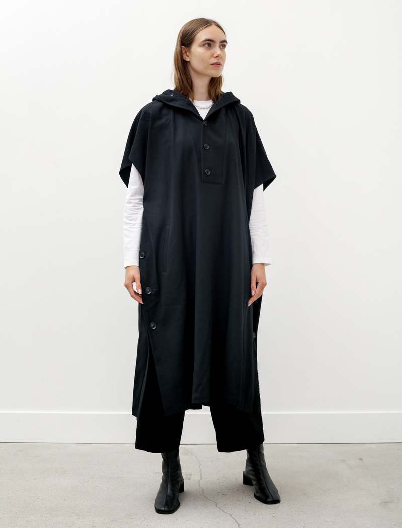 Y's by Yohji Yamamoto Hooded Poncho Dress - Black Y's by Yohji Yamamoto Hooded Poncho Dress - Black