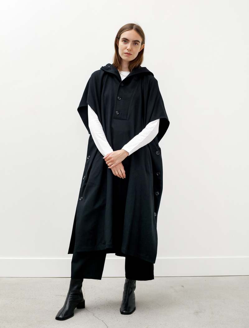 Y's by Yohji Yamamoto Hooded Poncho Dress - Black Y's by Yohji Yamamoto Hooded Poncho Dress - Black