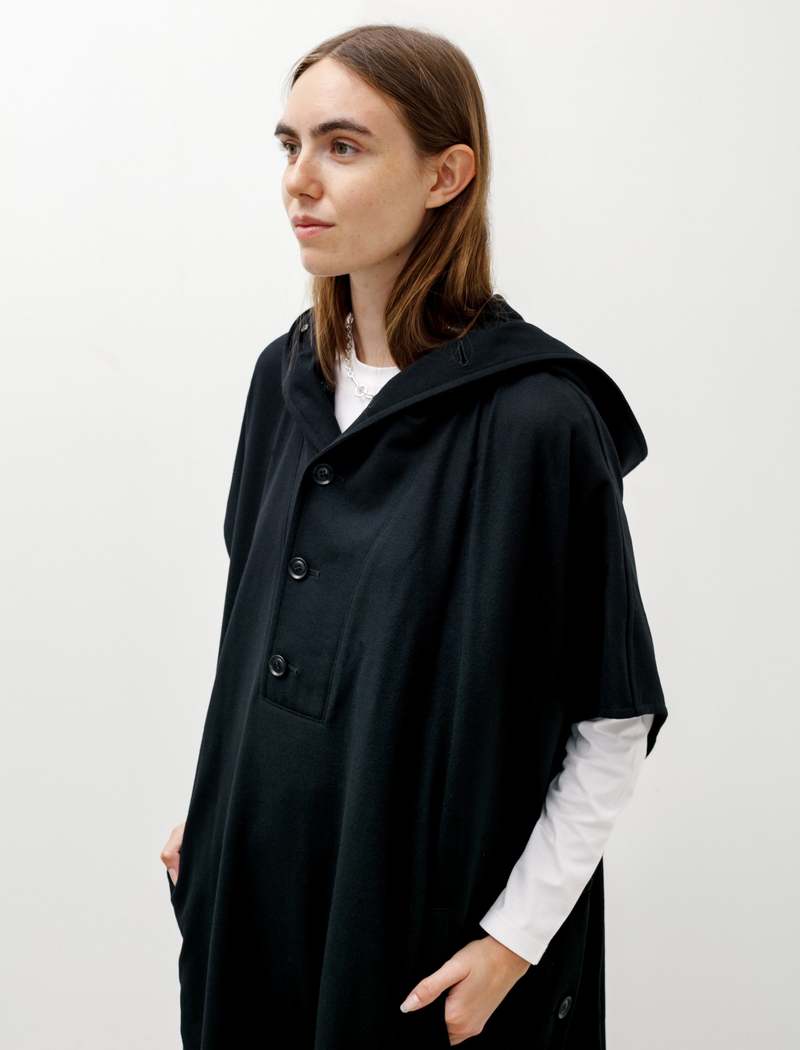 Y's by Yohji Yamamoto Hooded Poncho Dress - Black Y's by Yohji Yamamoto Hooded Poncho Dress - Black