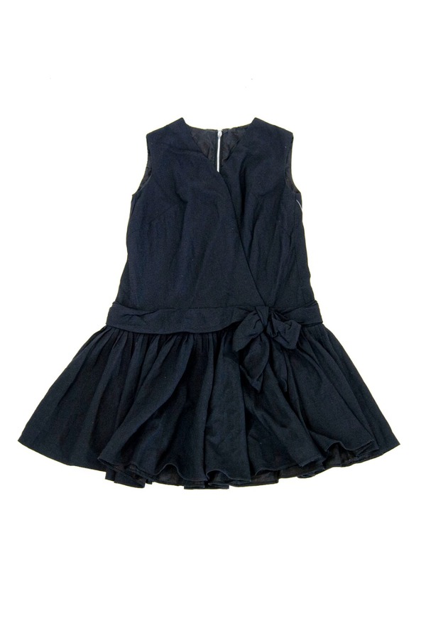 60s black drop waist pleated mini dress