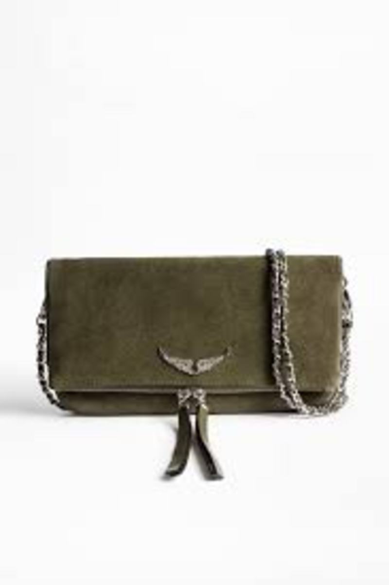 Zadig Voltaire Rock Suede Clutch Taupe Garmentory