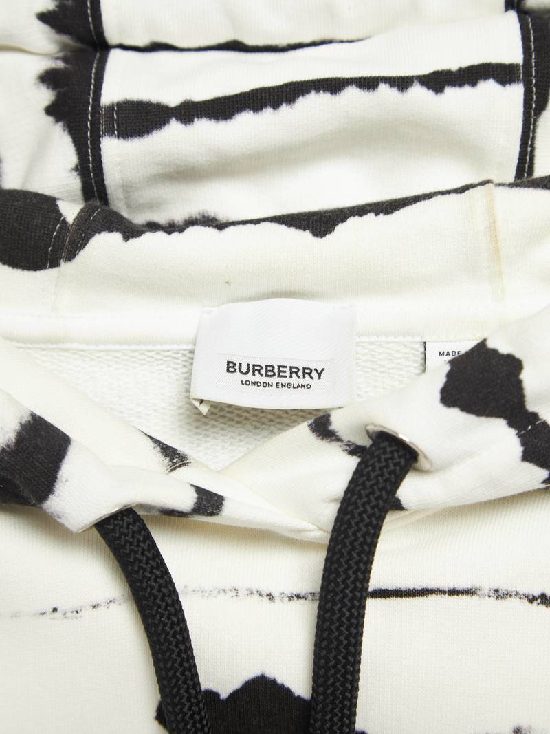 Burberry★White Cotton Black Striped Tape Print Sweatshirt Burberry - Cotton crew-neck sweatshirt black - The Corner