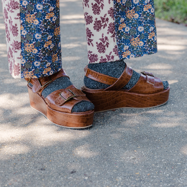 Caron Callahan Margaret Platform - CognacFauxCrocodile | Garmentory