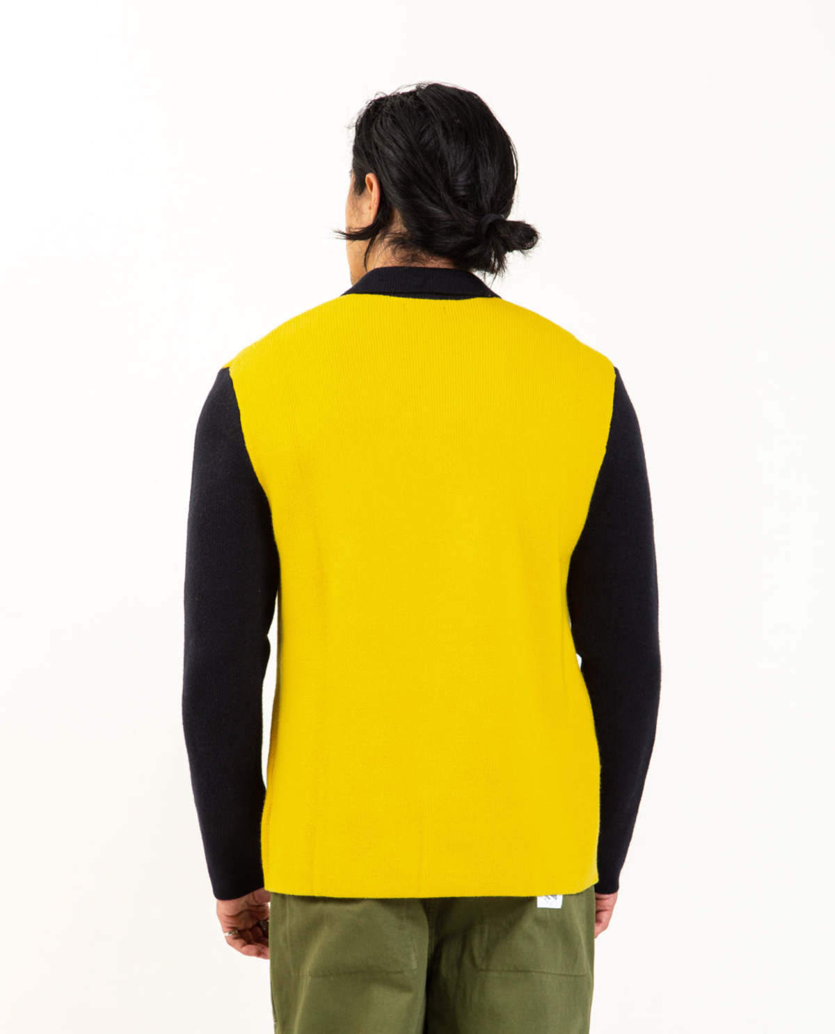 MALBON GOLF Heritage Button Down Sweater Gold/Navy Garmentory