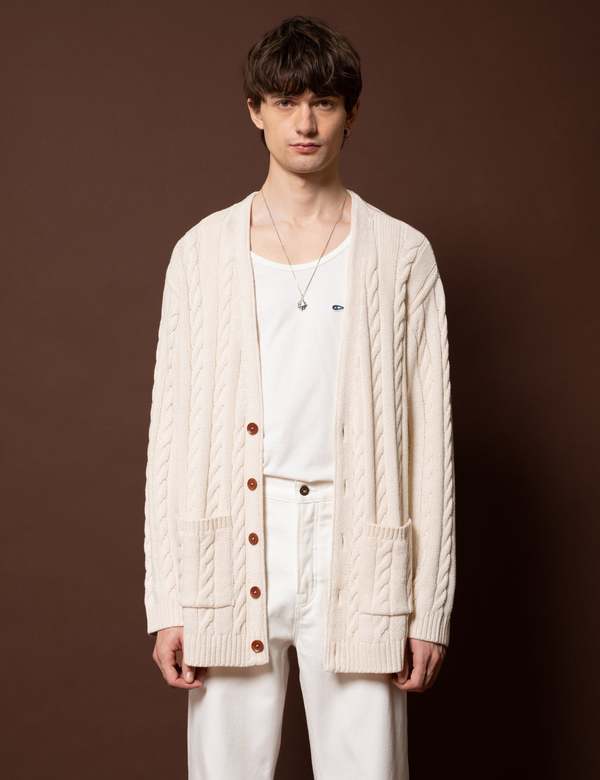 ハーベスティ CABLE KNIT CARDIGAN OFF WHITE CABLE KNIT CARDIGAN - OFF WHITE – The Couture Club