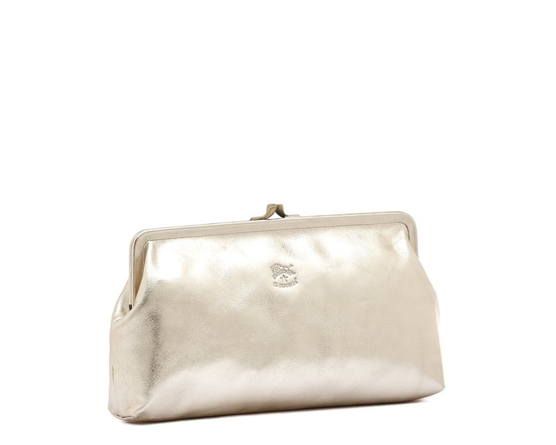 Il Bisonte Womens Clutch Bag - Metallic Platinum