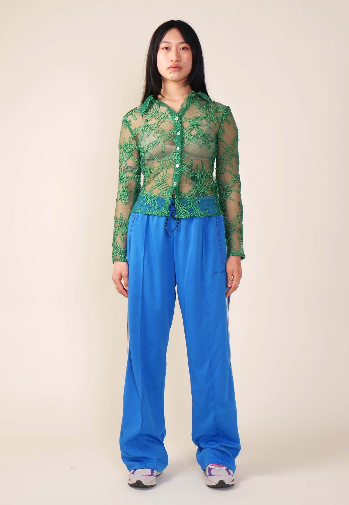 House of Sunny Barbed Wire Applique Shirt - Perfect Green