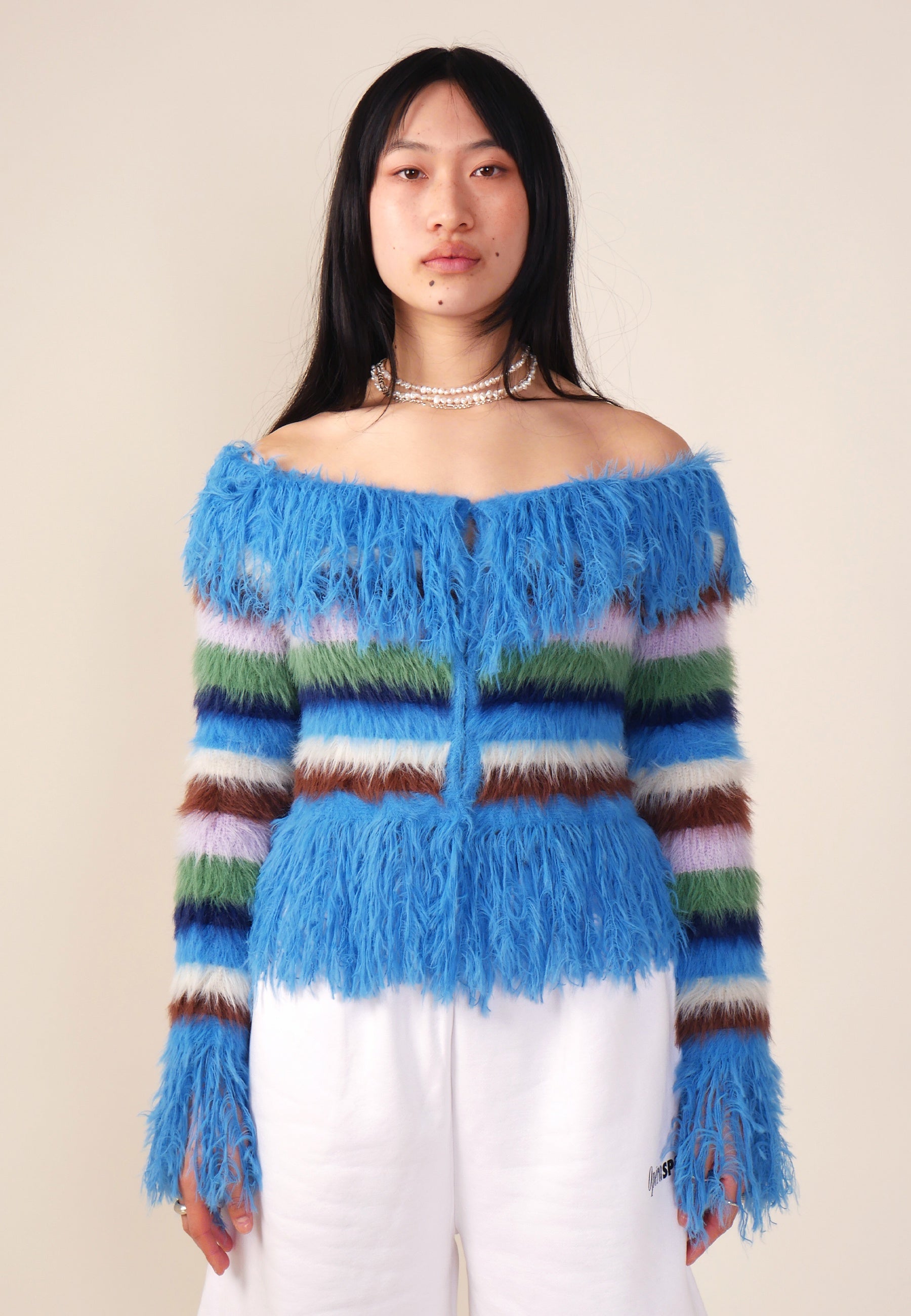 トップス Mmeeme Feather knit cami cardigan Blue House of Sunny Vivienne Feather Knit Cardigan - Multi