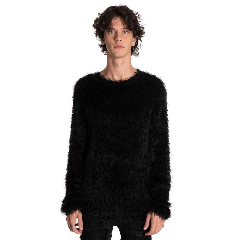 1017 ALYX 9SM crewneck sweater ジャギーニット 1017 ALYX 9SM Crewneck Sweater - Black | Garmentory