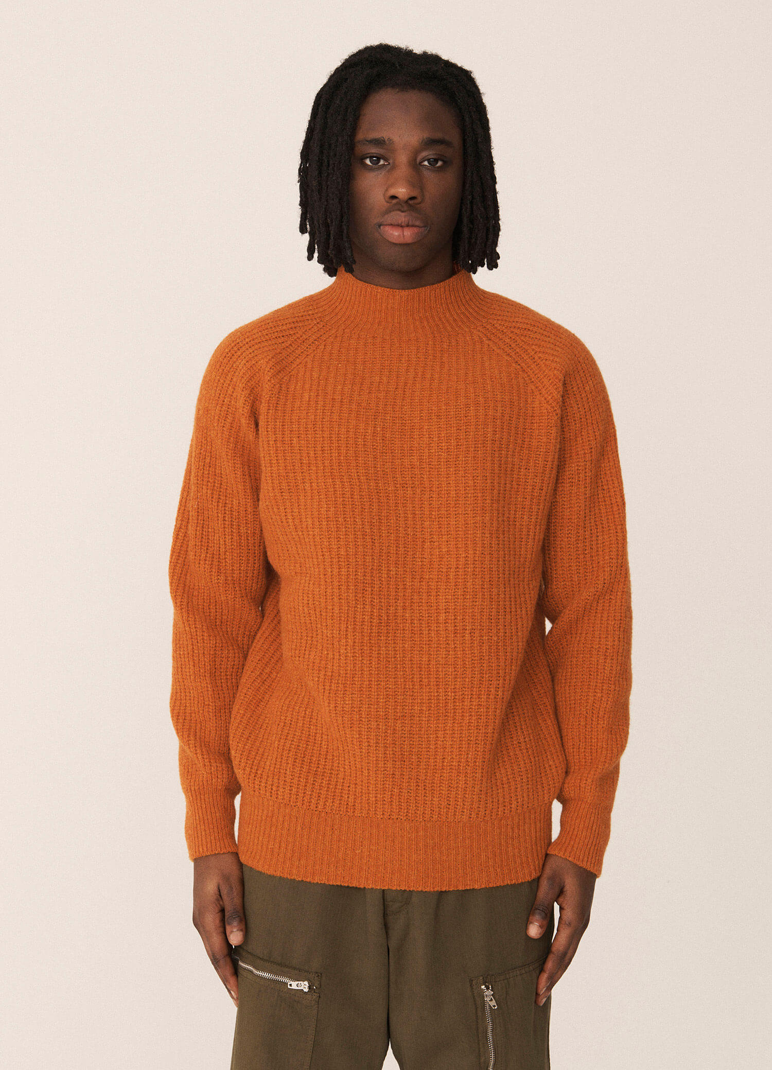 YMC Open University Lambswool Crewneck Jumper Orange Garmentory