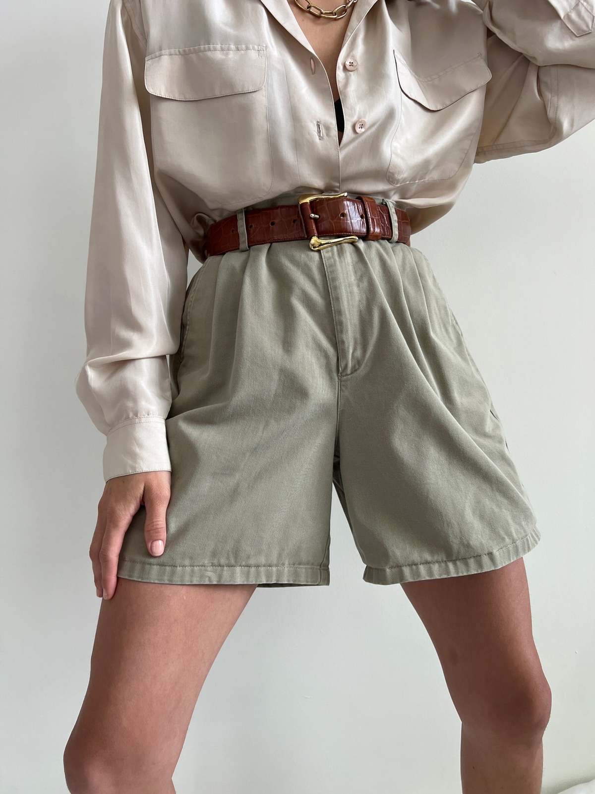 Vintage 90s J. Crew Cotton Twill Shorts - Fawn | Garmentory