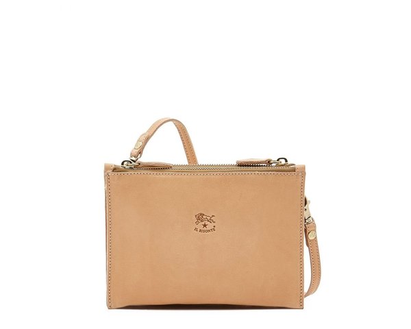 Il Bisonte Womens Cowhide Leather Clutch Bag - Natural