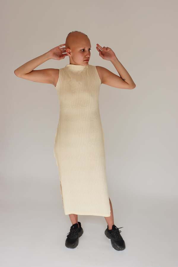 Nin Studio Wave Tank Dress - Ivory Wave | Garmentory Nin Studio Wave Tank Dress - Ivory Wave | Garmentory