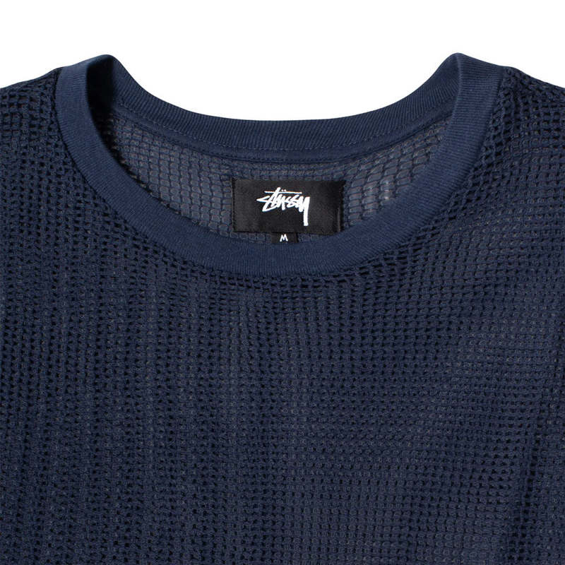 Stussy Cotton Mesh LS Crew - Navy | Garmentory