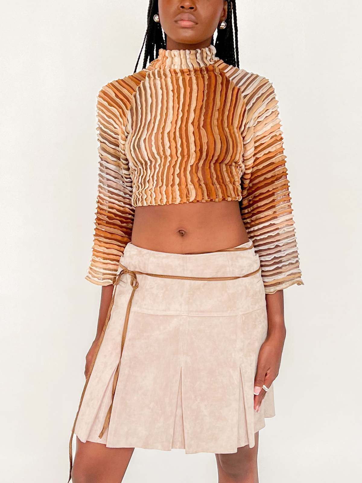 Reversible Suede Pleated Skirt