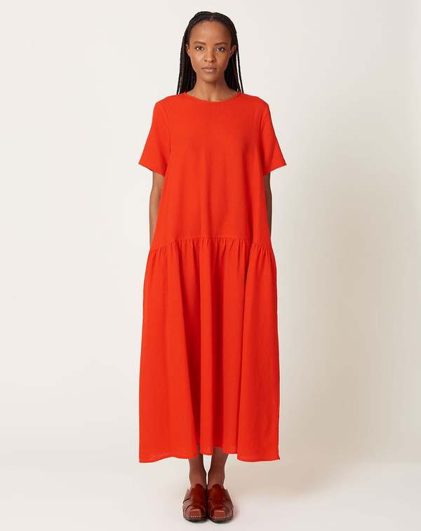 Wool Foulard Dress in Red | Garmentory