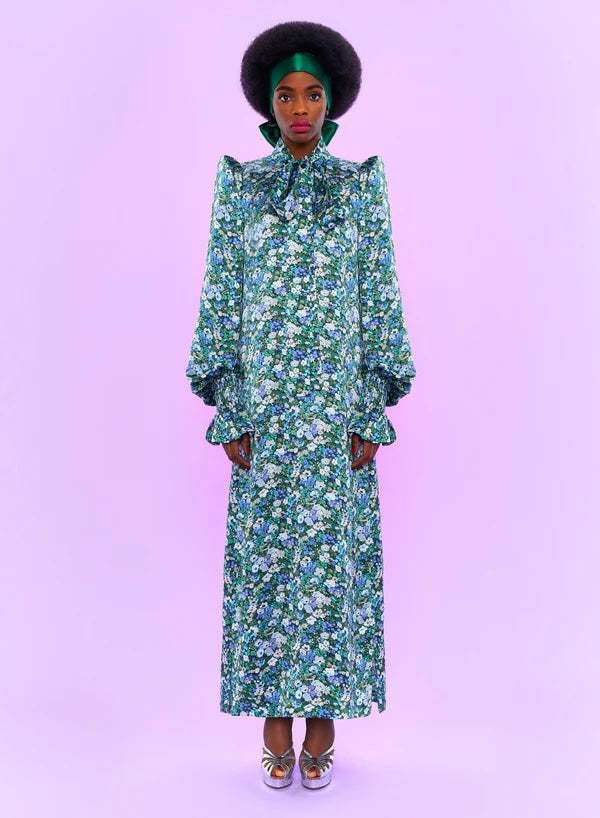 slim fit dress slacks The Vampires Wife Green Whole Lotta Trouble Floral Print Dress UK 8 –  Reliked main image 1