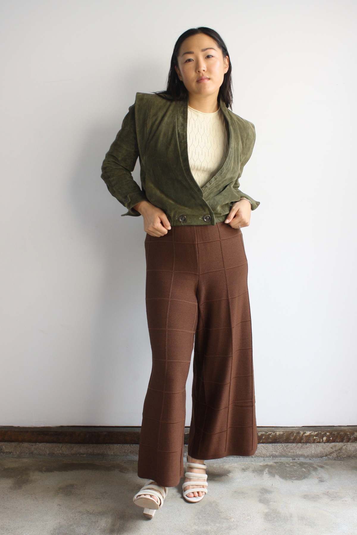 Suede relaxed jacket in olive